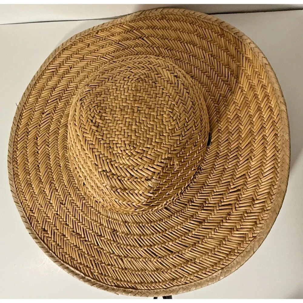 Panama Jack Straw Sun Hat Wide Brim Beach Lifeguard Hat Chin Strap Size Medium